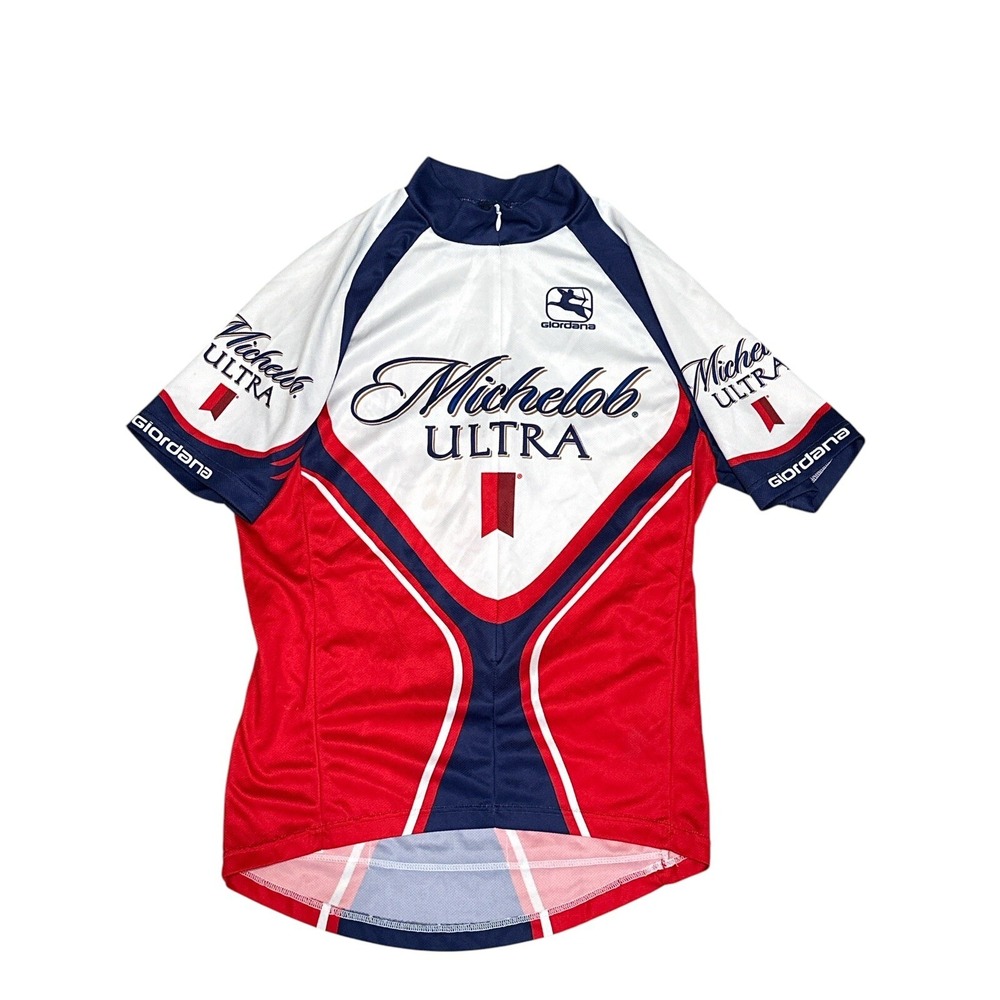 Giordana S8 M-3-44Michelob Ultra Cycling Short Sleeve 3/4Zip Jersey Back Pockets